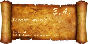 Binter Anikó névjegykártya